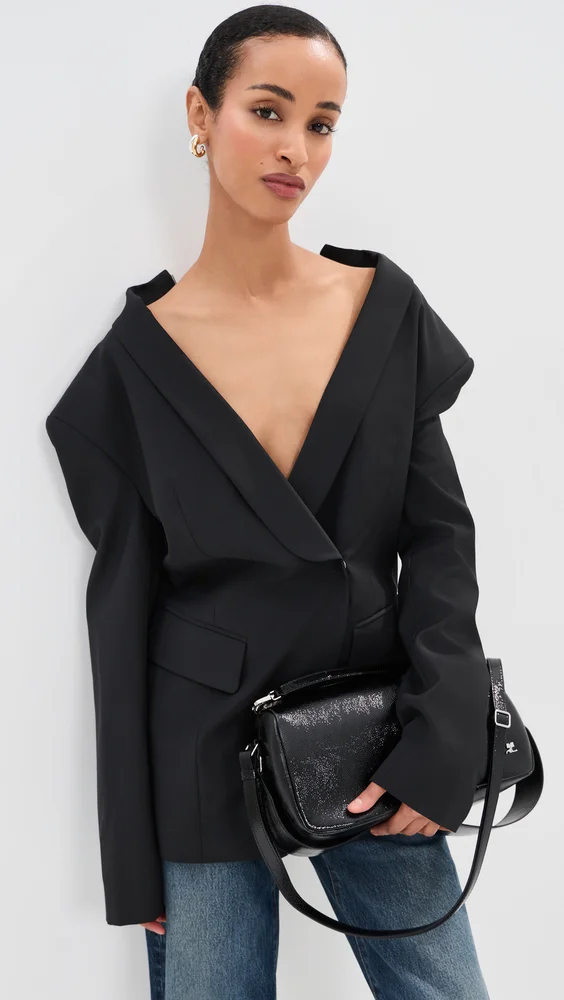 Recycled Tropical Wool Tuxedo Zip Blazer