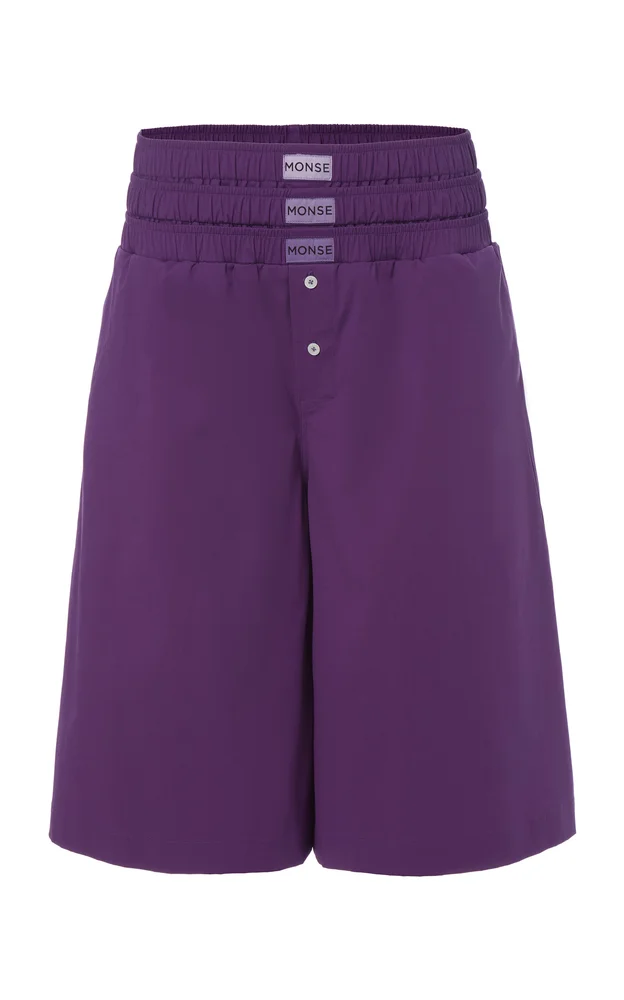 Triple Waistband Stretch-Cotton Midi Shorts