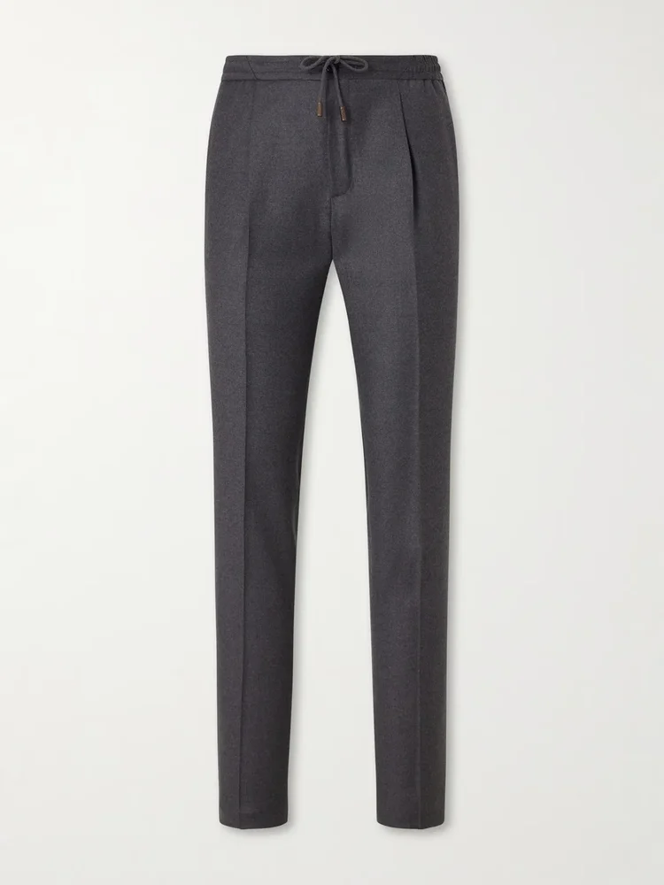 Incotex Tapered Pleated Virgin Wool Trousers