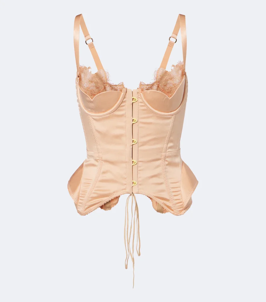 Larya lace-trimmed silk-blend corset