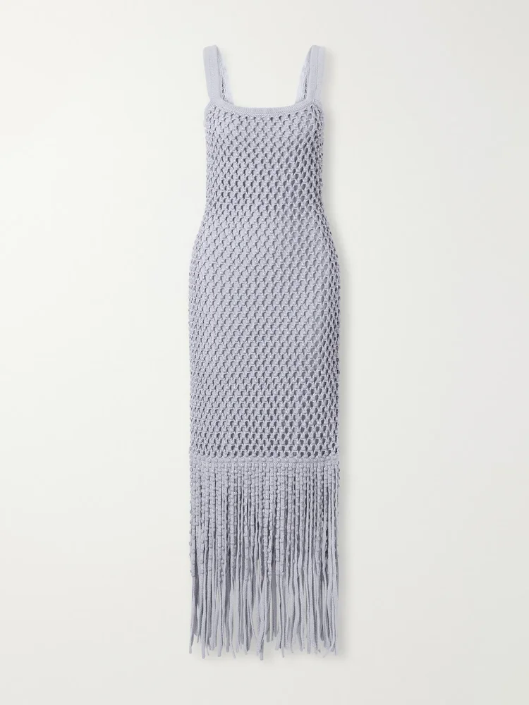 Gala bead-embellished crocheted maxi dress