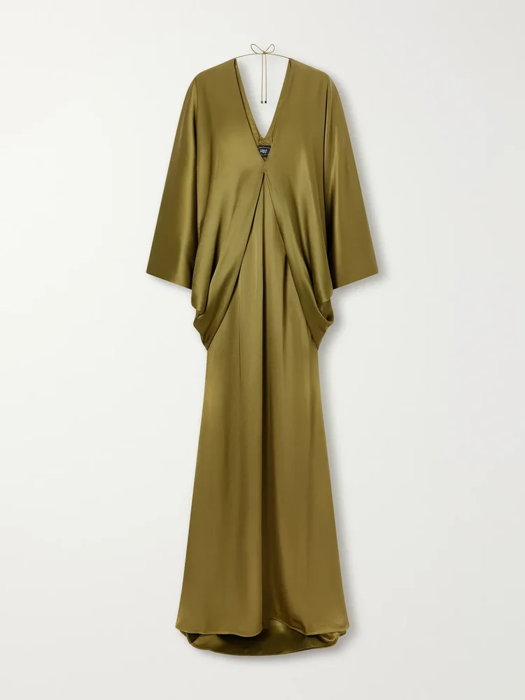 Butterfly draped satin gown