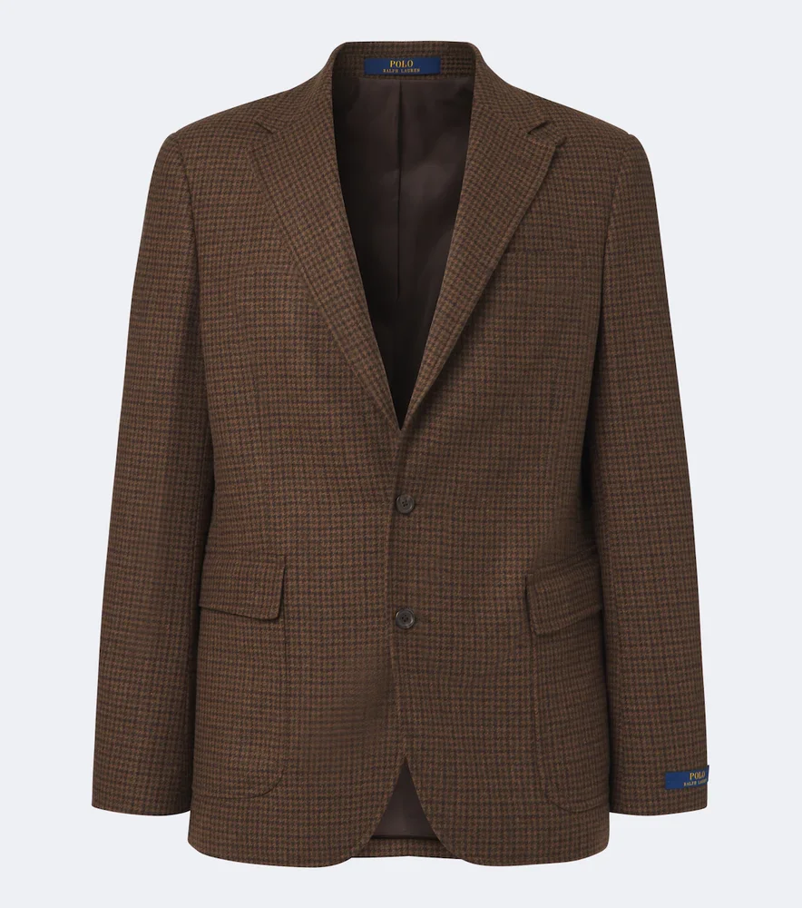 Checked wool-blend blazer