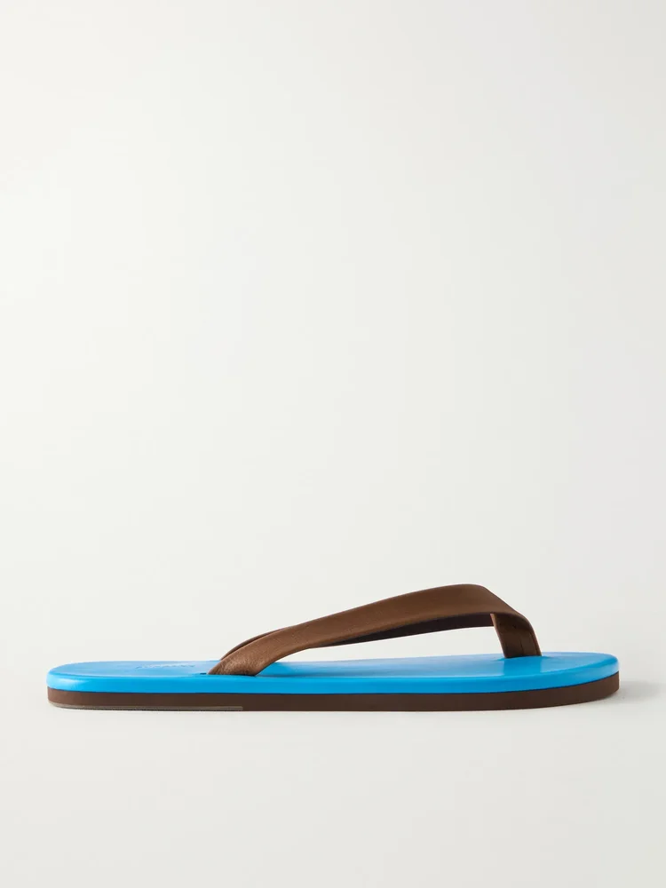 Leather flip flops