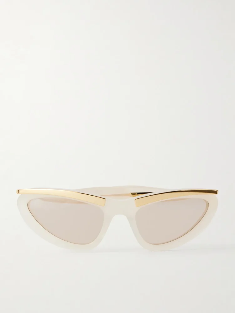 Cat-eye gold-tone and acetate sunglasses
