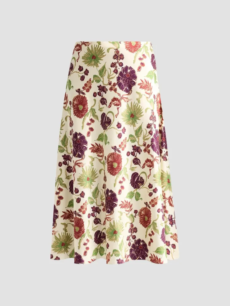 Beth Floral A-Line Midi Skirt