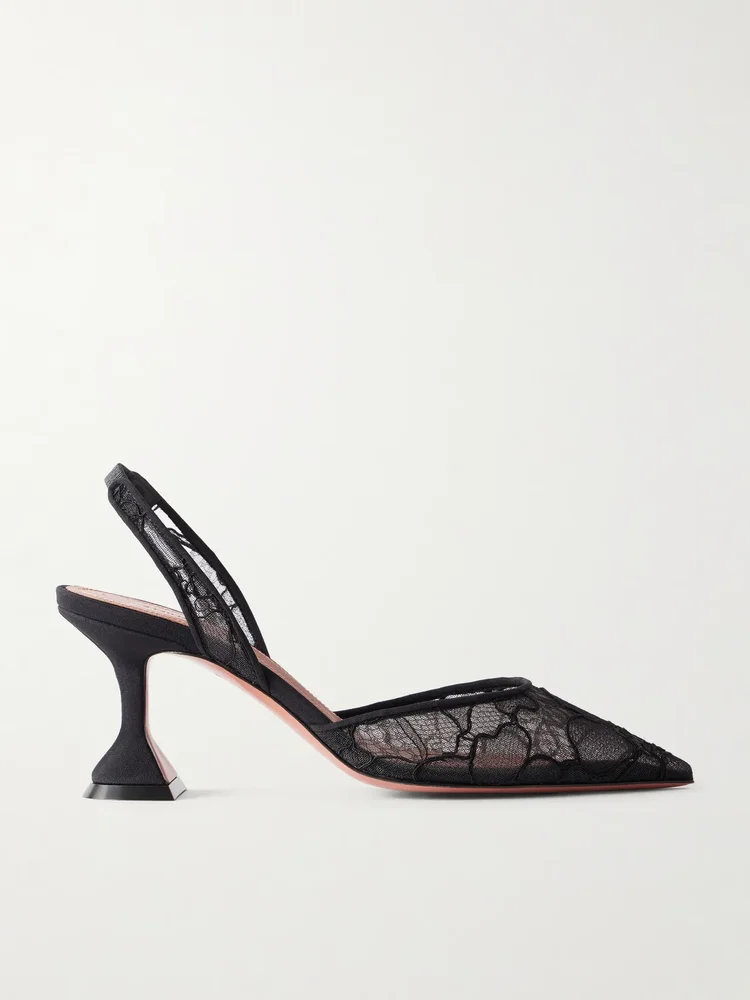 Holli 70 satin-trimmed lace pumps