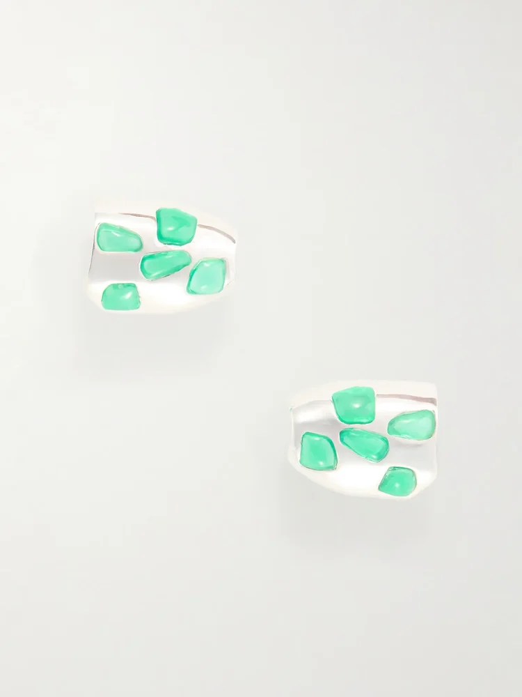 Cobblestones silver-plated resin earrings