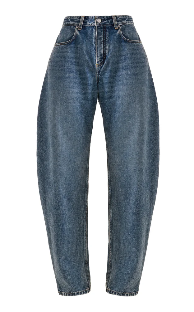 Round Mid-Rise Barrel-Leg Jeans