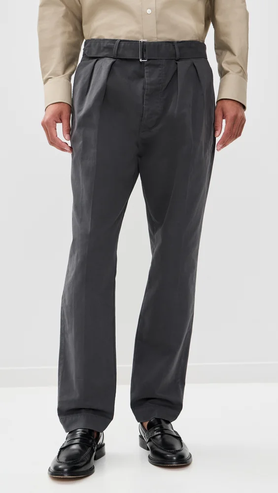 Pleated Twill Chino Pants