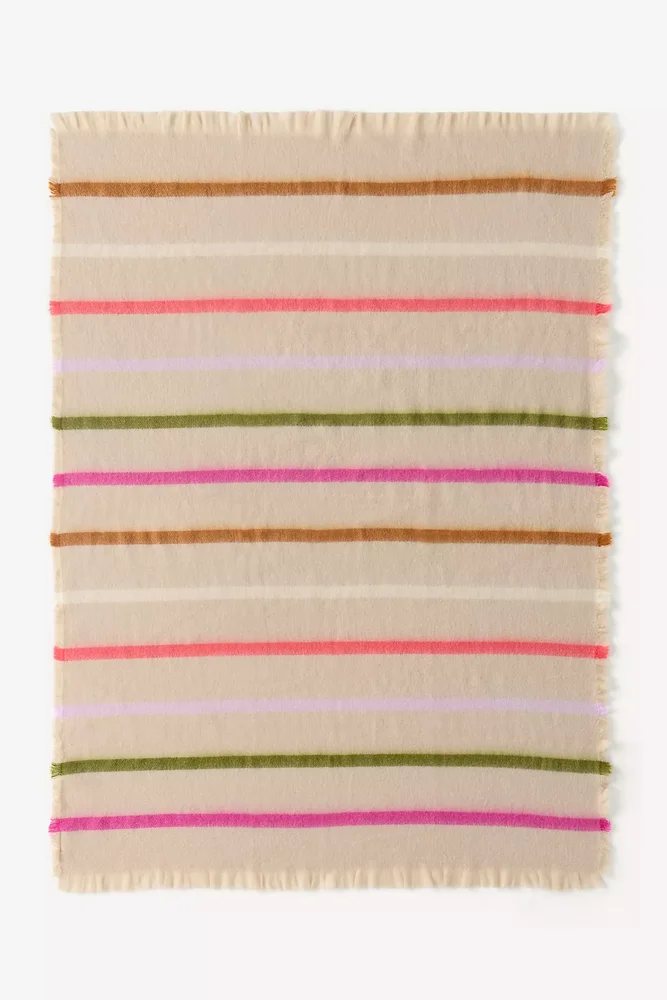 Avi Striped Woven Fringed Throw Blanket