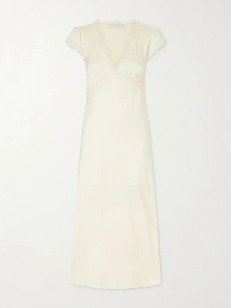 Gala lace-trimmed recycled-satin maxi dress