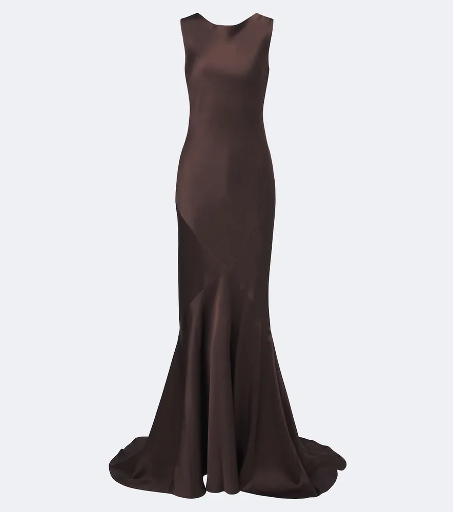 Open-back satin maxi dress