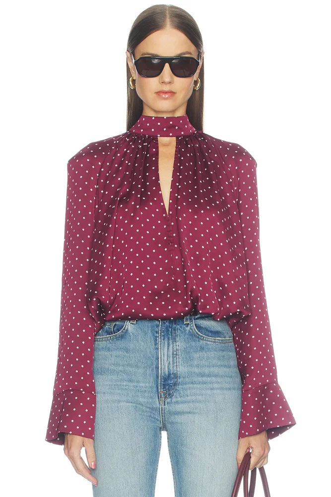 Dot Satin Bow Shirt