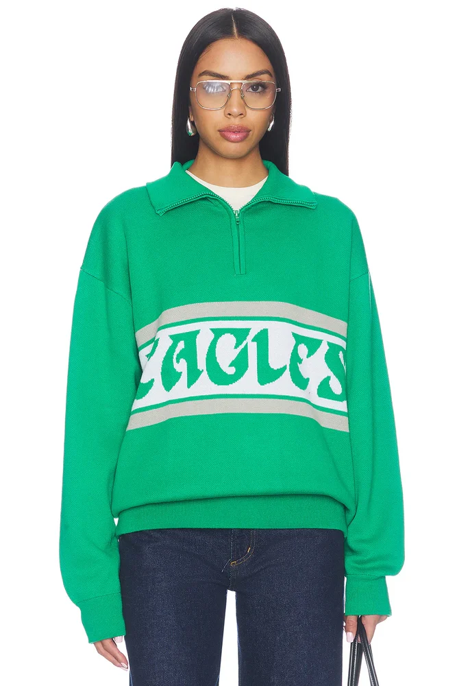 Philadelphia Eagles Team Stripe Quarter Zip Sweater