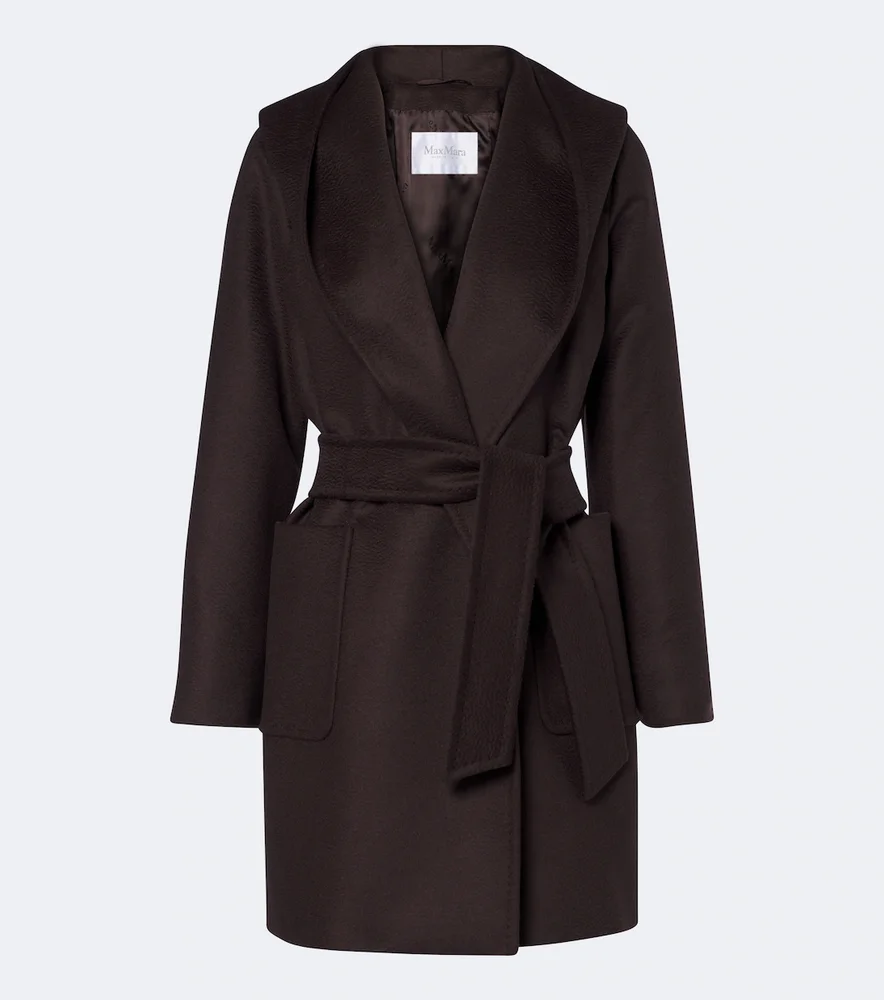 Camel hair wrap coat