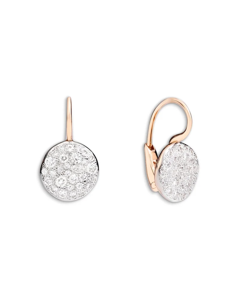 18K Rose Gold Sabbia Diamond Round Cluster Drop Earrings, 0.8 tcw
