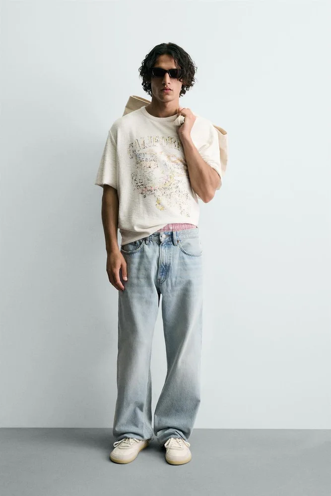 WASHED PRINT KNIT T-SHIRT