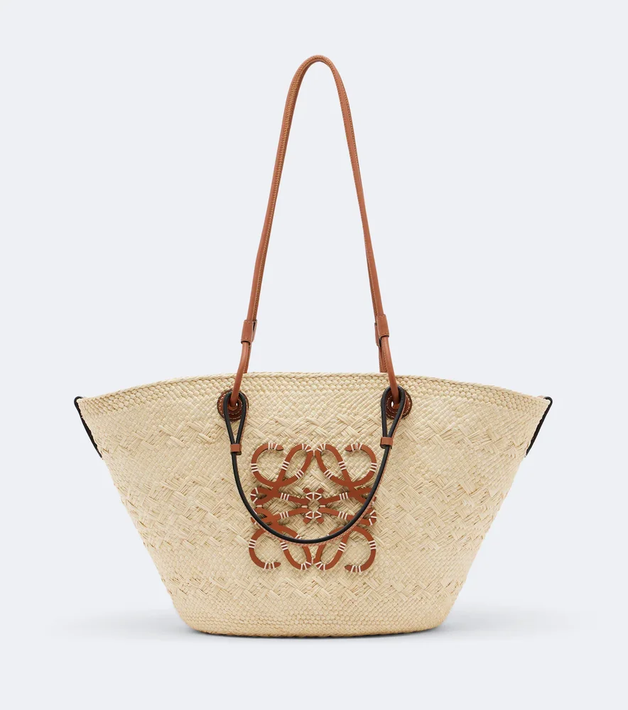 Anagram Medium leather-trimmed basket bag
