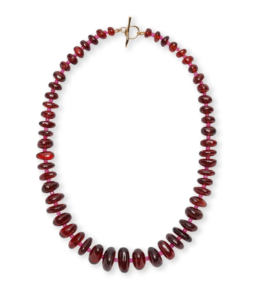 lizziefortunato.com Garnet & Pink Sapphire 14k Gold Necklace