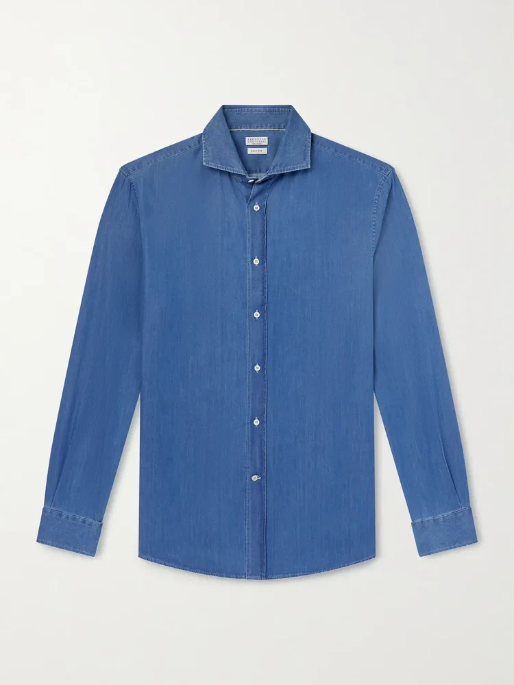 Cutaway-Collar Linen Shirt
