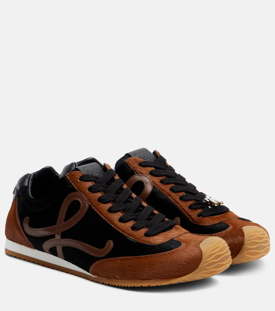 Ballet Runner 2.0 leather-trimmed calf hair sneakers