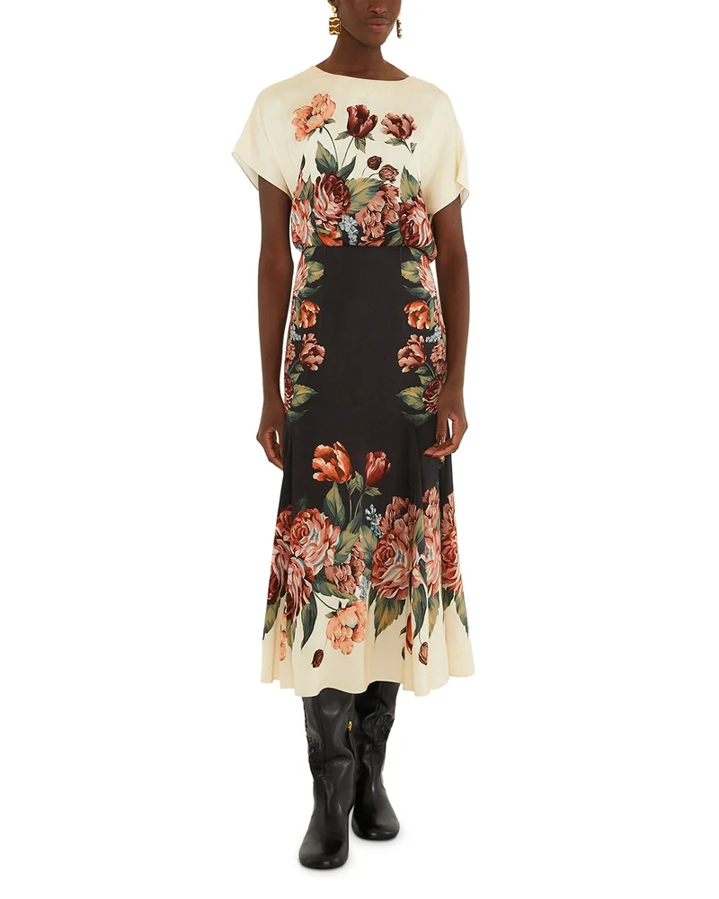 Blouson Bodice Midi Dress