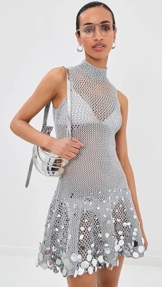 Crochet Mirror Mini Dress