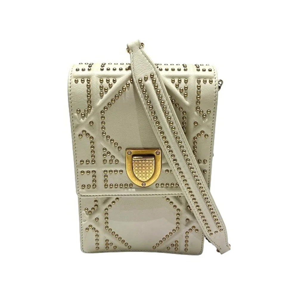 Pre-Owned Diorama Vertical Clutch on Chain Studded Leather