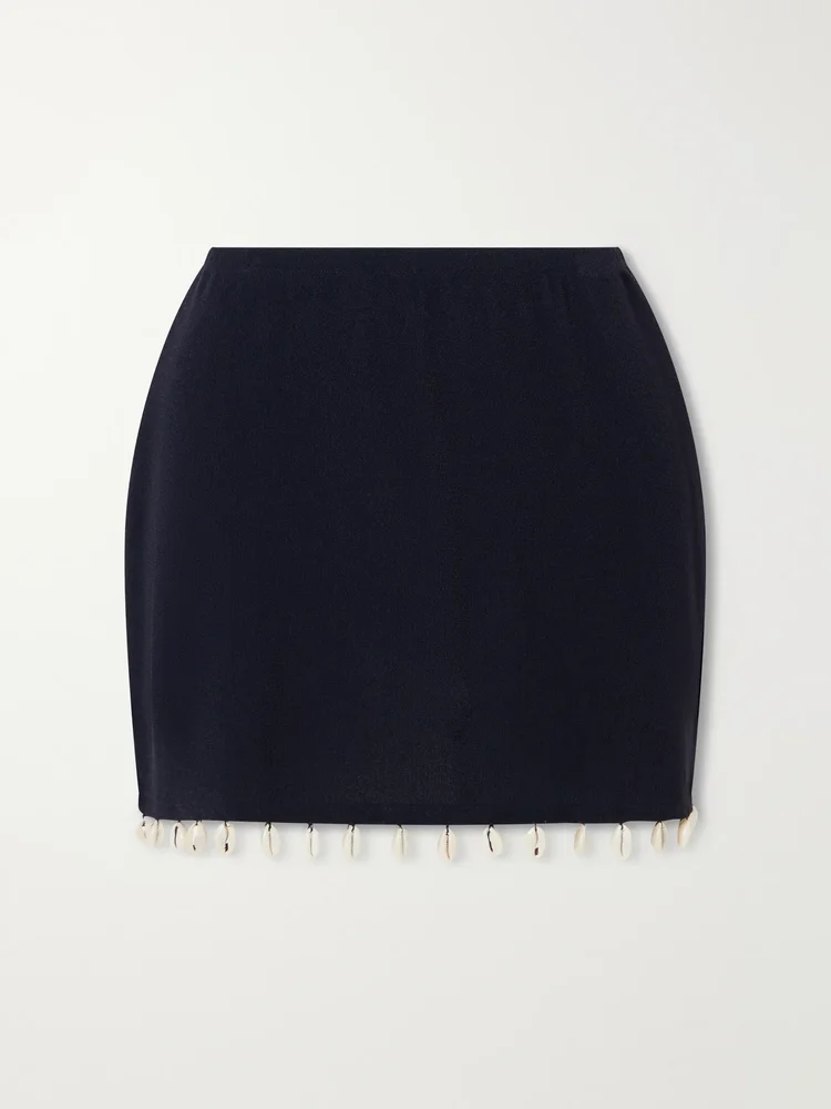Embellished jersey mini skirt