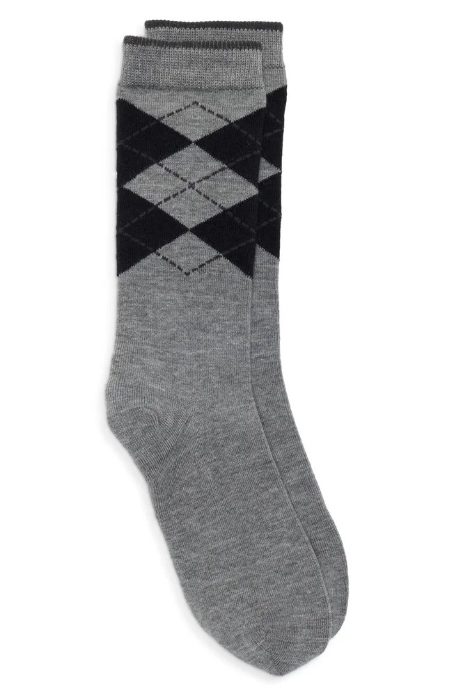 Argyle Cotton & Wool Blend Socks