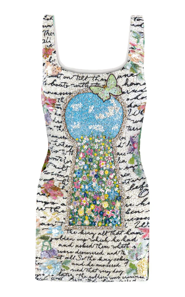 Aurete Enchanted Garden Embroidered Tulle Mini Dress
