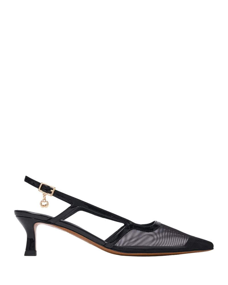 Leather Mesh Slingback Pumps