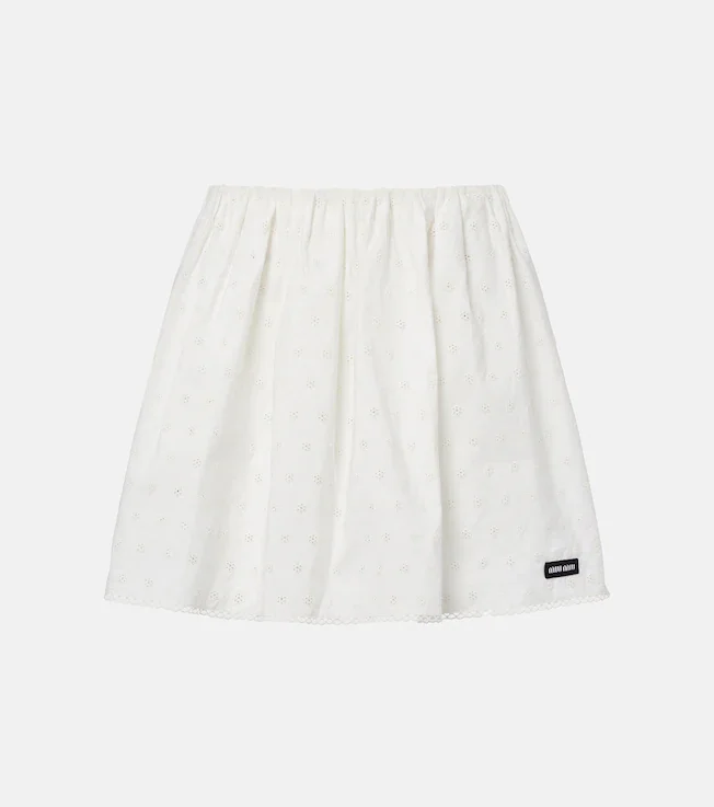 Cotton and linen-blend poplin miniskirt
