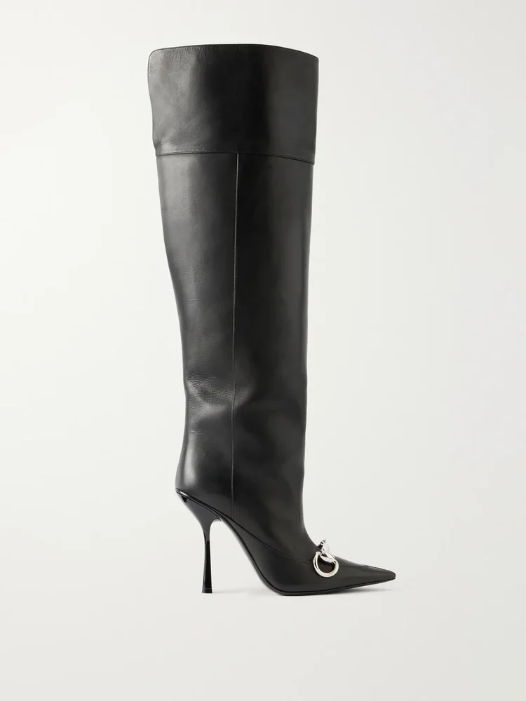 boulevard horsebit embellished leather knee boots