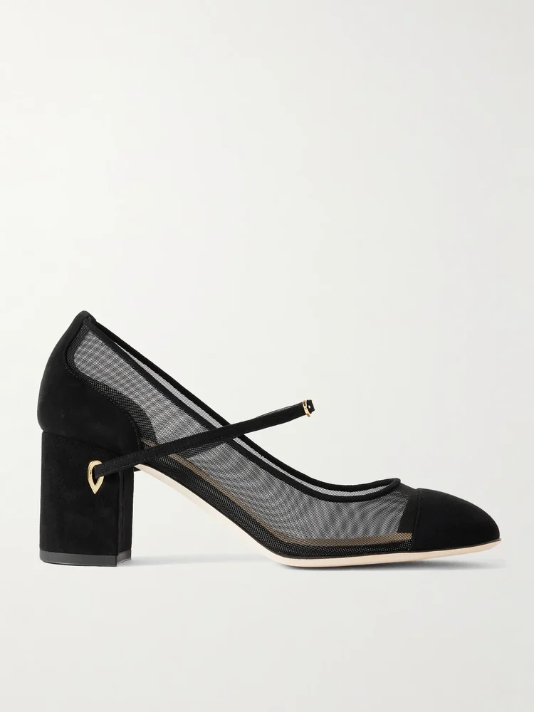 Paolo 65 mesh and suede pumps