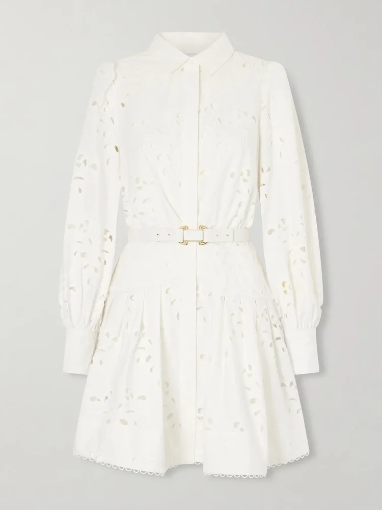 Artesan beltedbroderie anglaise poplin mini dress