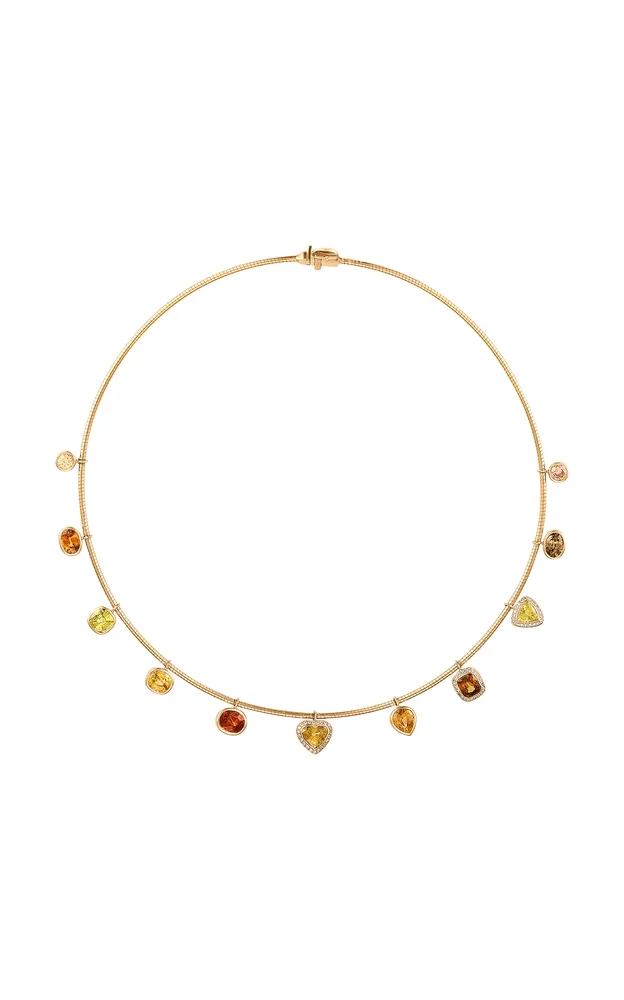 14K Yellow Gold Diamond, Sphene Collar
