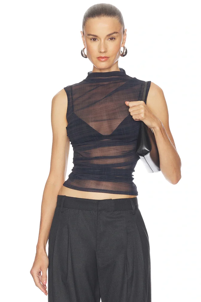 Mesh Sleeveless Twist Top