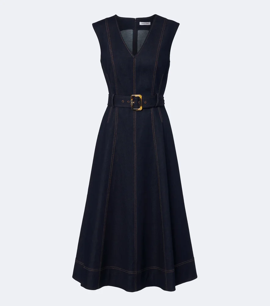 Cosette belted denim midi dress