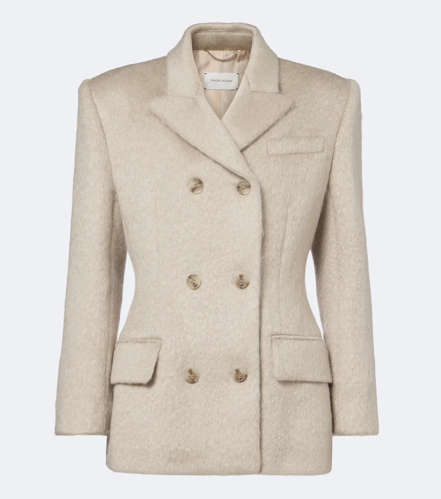 Double-breasted wool-blend blazer