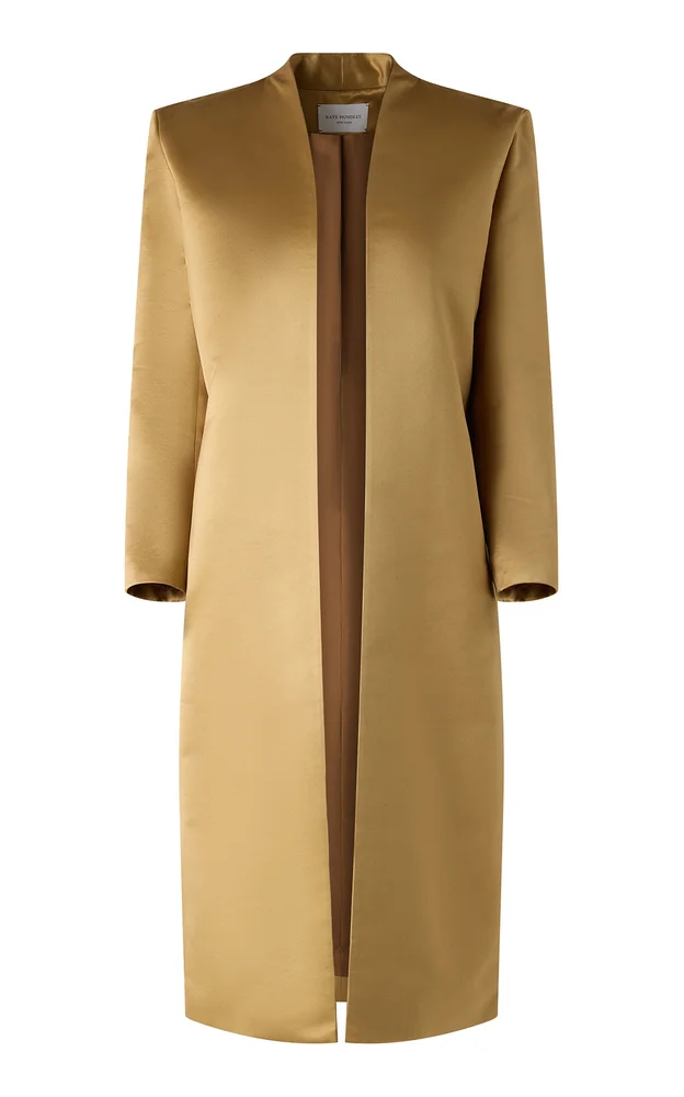 Exclusive Pinch Collar Silk Wool Opera Coat