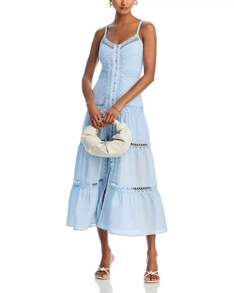 Lace Inset Midi Dress - Exclusive (Sky Blue)