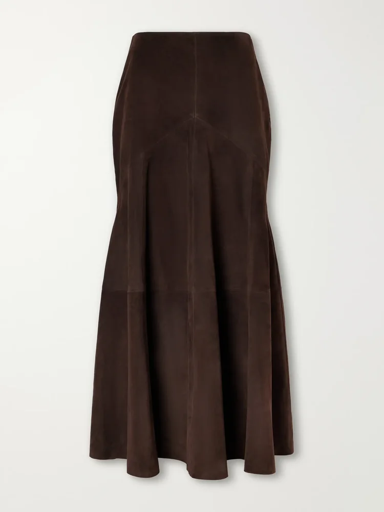 Garnier Paneled Suede Midi Skirt