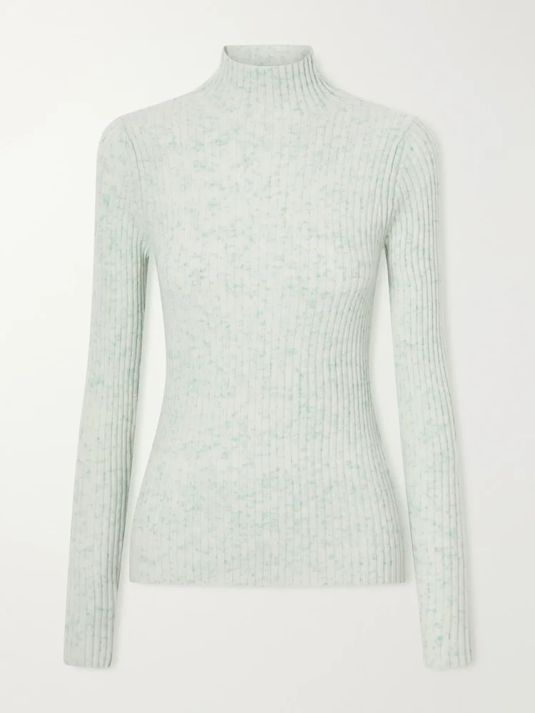 Ribbed cashmere turtleneck sweater