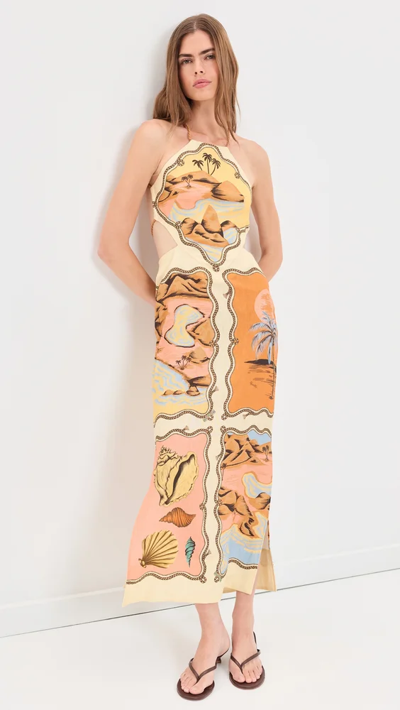 Souvenir Scarf Linen Maxi Dress