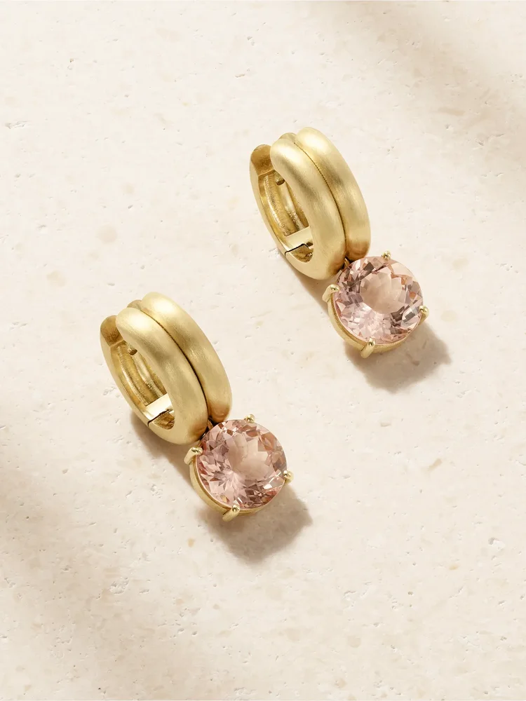 Heroic 18-karat gold morganite earrings