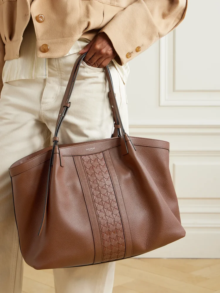 Secret textured-leather tote