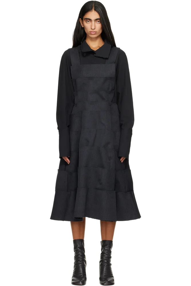 Thick wool-gabardine midi dress