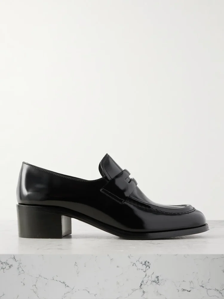 Prudence glossed-leather loafers